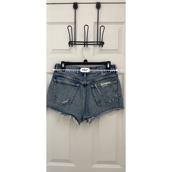 AGOLDE Parker Distressed Cut Off Shorts Size 27 Light Wash Rips Denim Jean - Picture 6 of 8